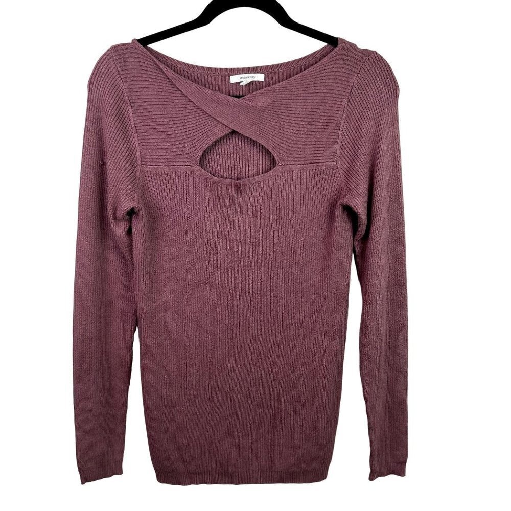 maurices mauve ribbed keyhole long sleeve top size xs‎